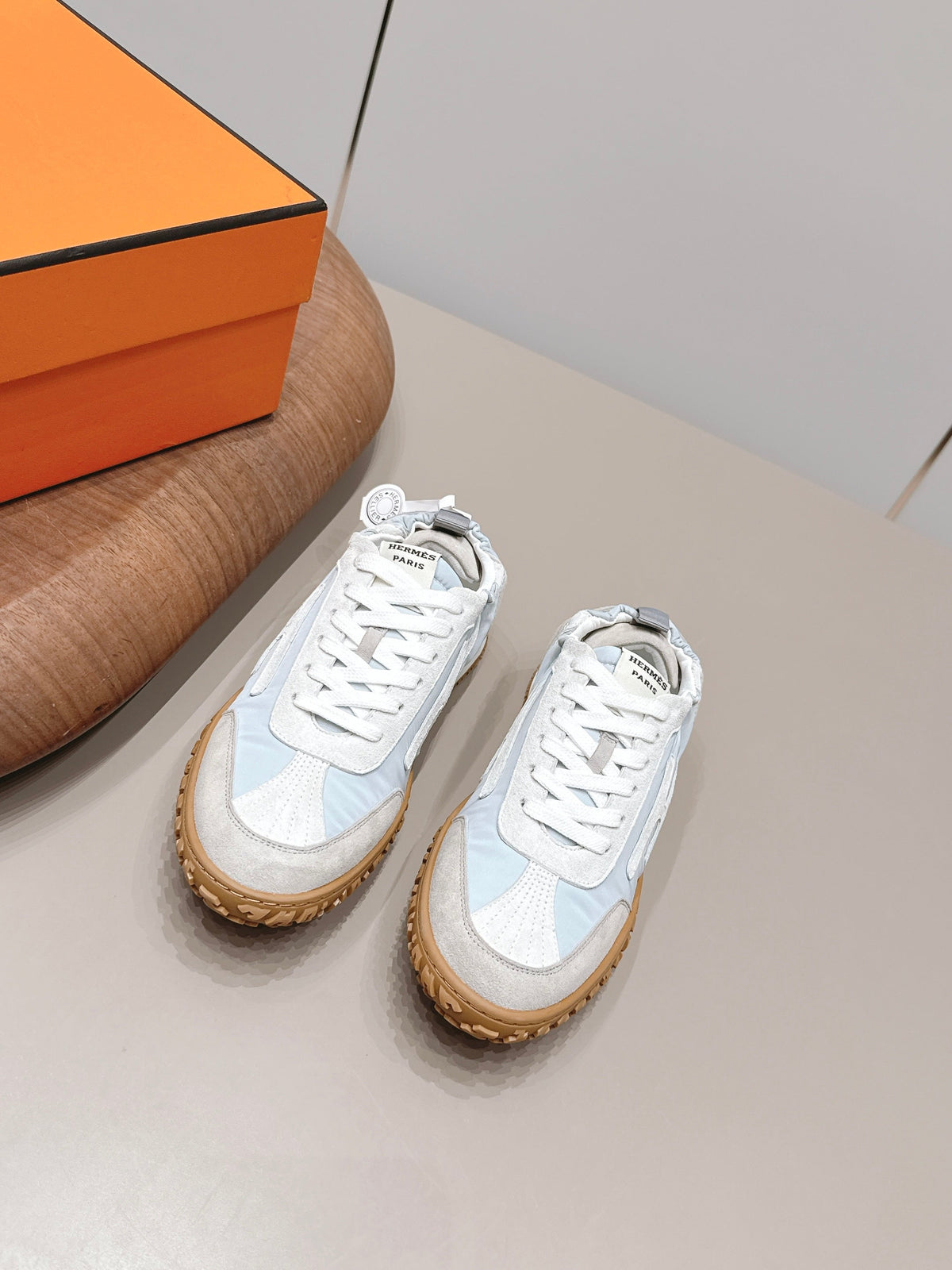 HM 26S Bouncing Sneakers Ice Blue Nylon Light Grey Suede