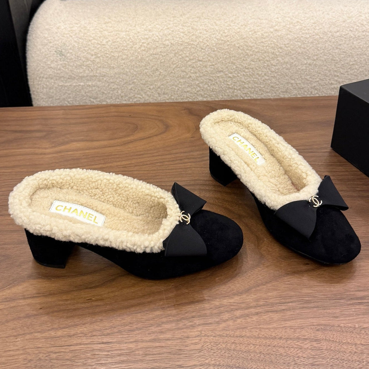 Chanel 2026 Bow Mule 65mm Suede Leather Wool 173180