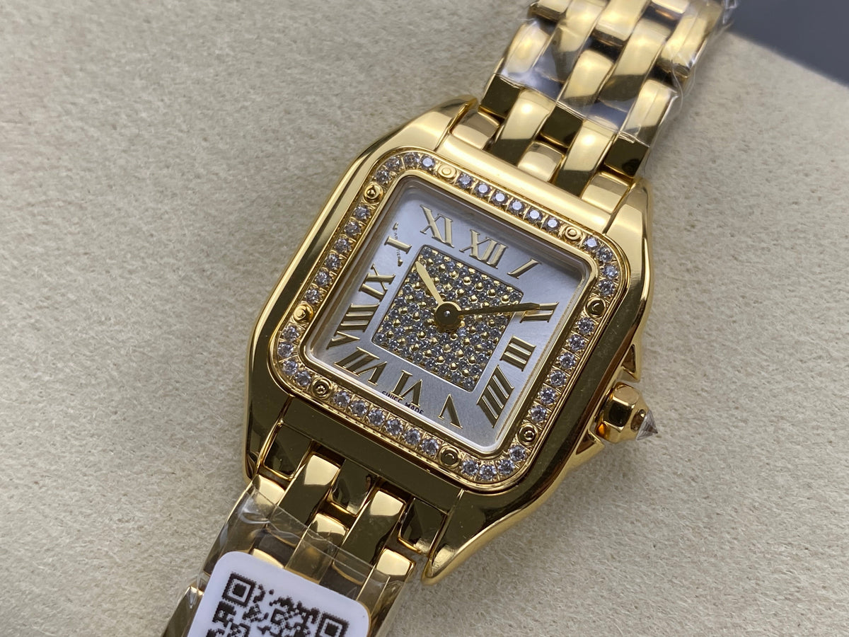 Cartier Panthère 37mm White Diamond Dial Gold Diamond Bezel