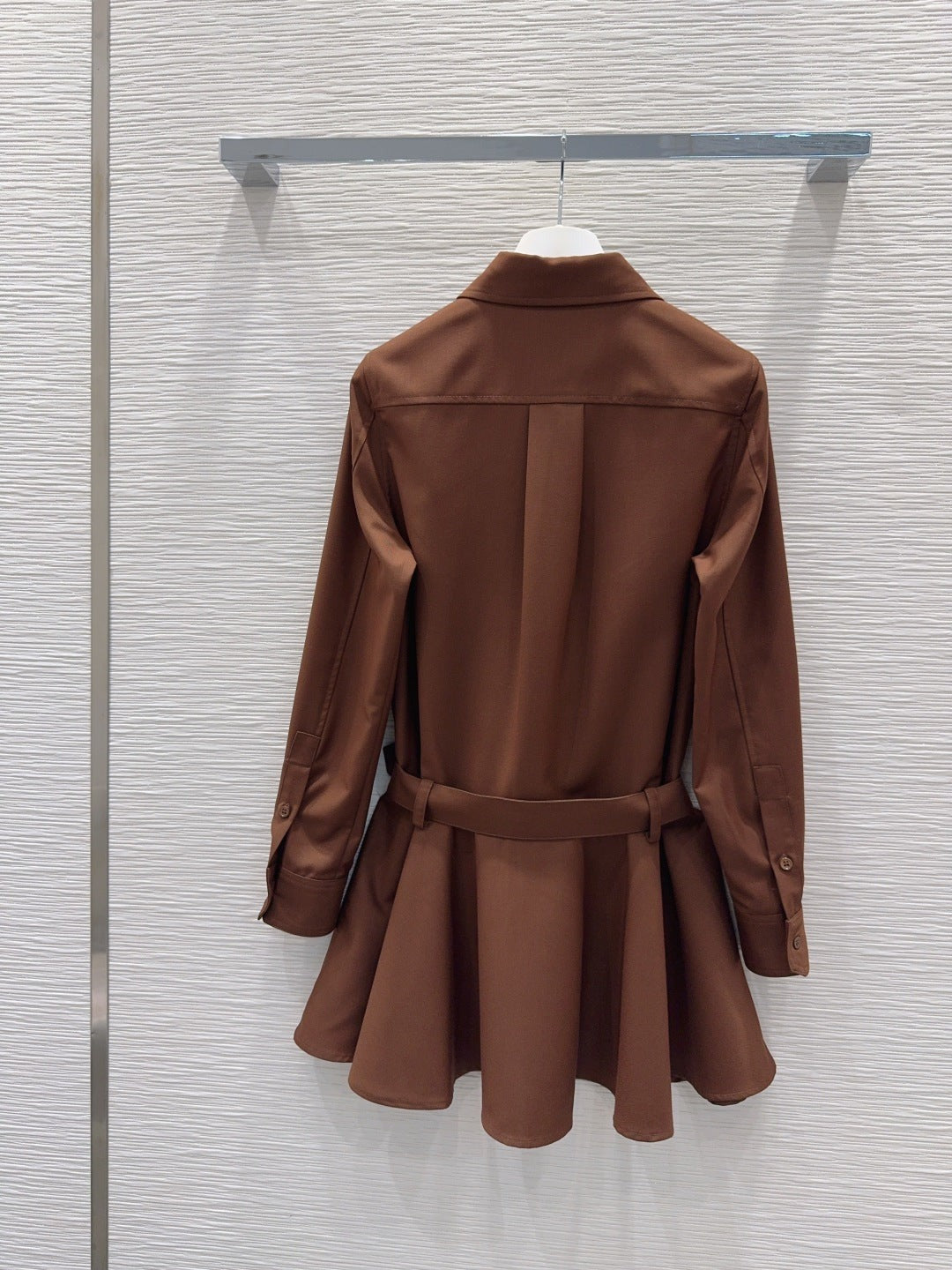 LW 26S Flared Shirt Dress Drop-Waist Brown Polyester 436502