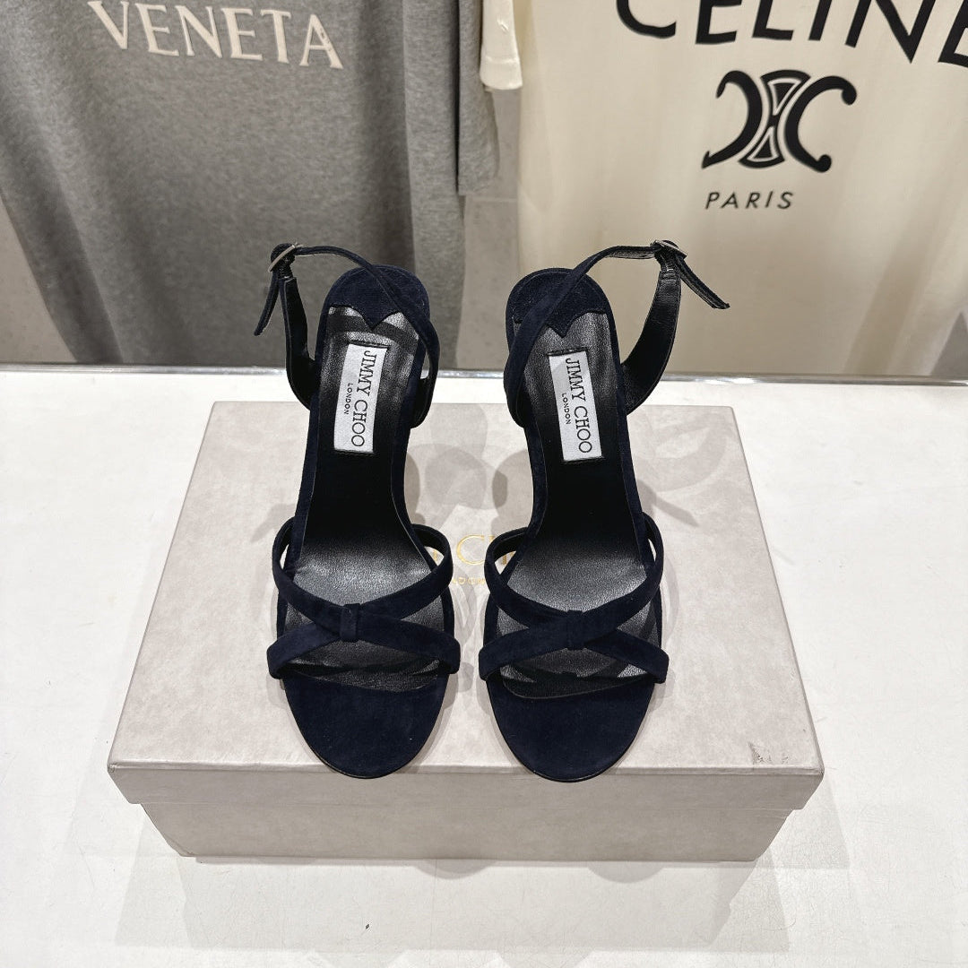 Jimmy Choo 26S High-Heeled Sandals 10.0cm Black Velvet 824195