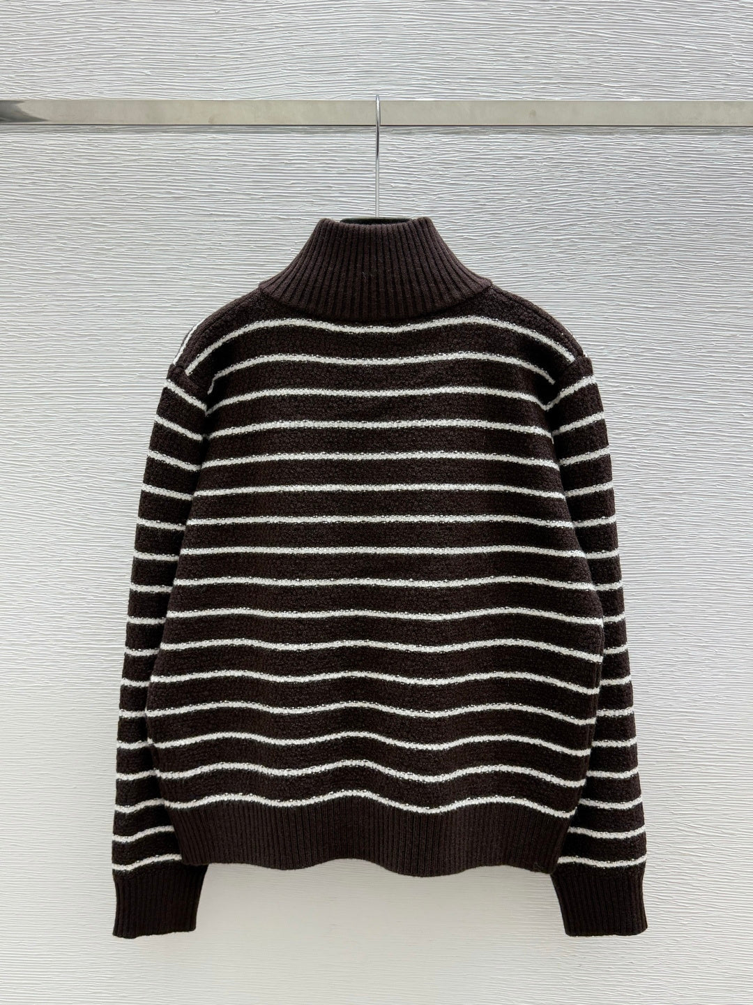 LW 26FW Striped Half-Zip Knit Sweater High Collar Chest Logo Wool 313348