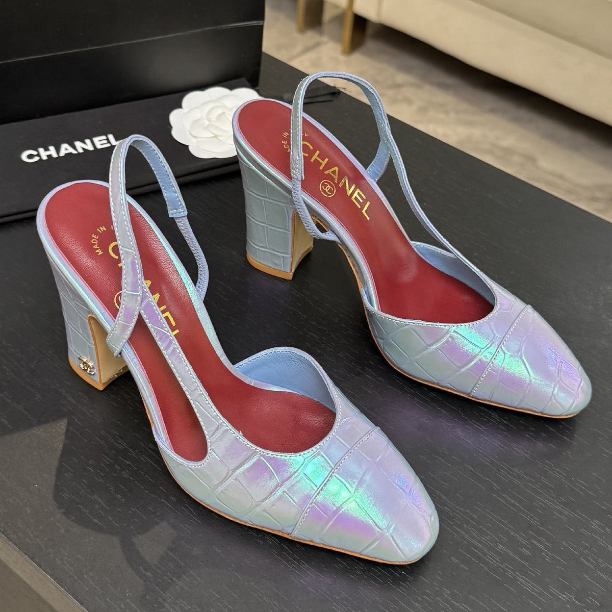 Chanel 2026 Two-Tone Slingback 7.0cm Cowhide 168116