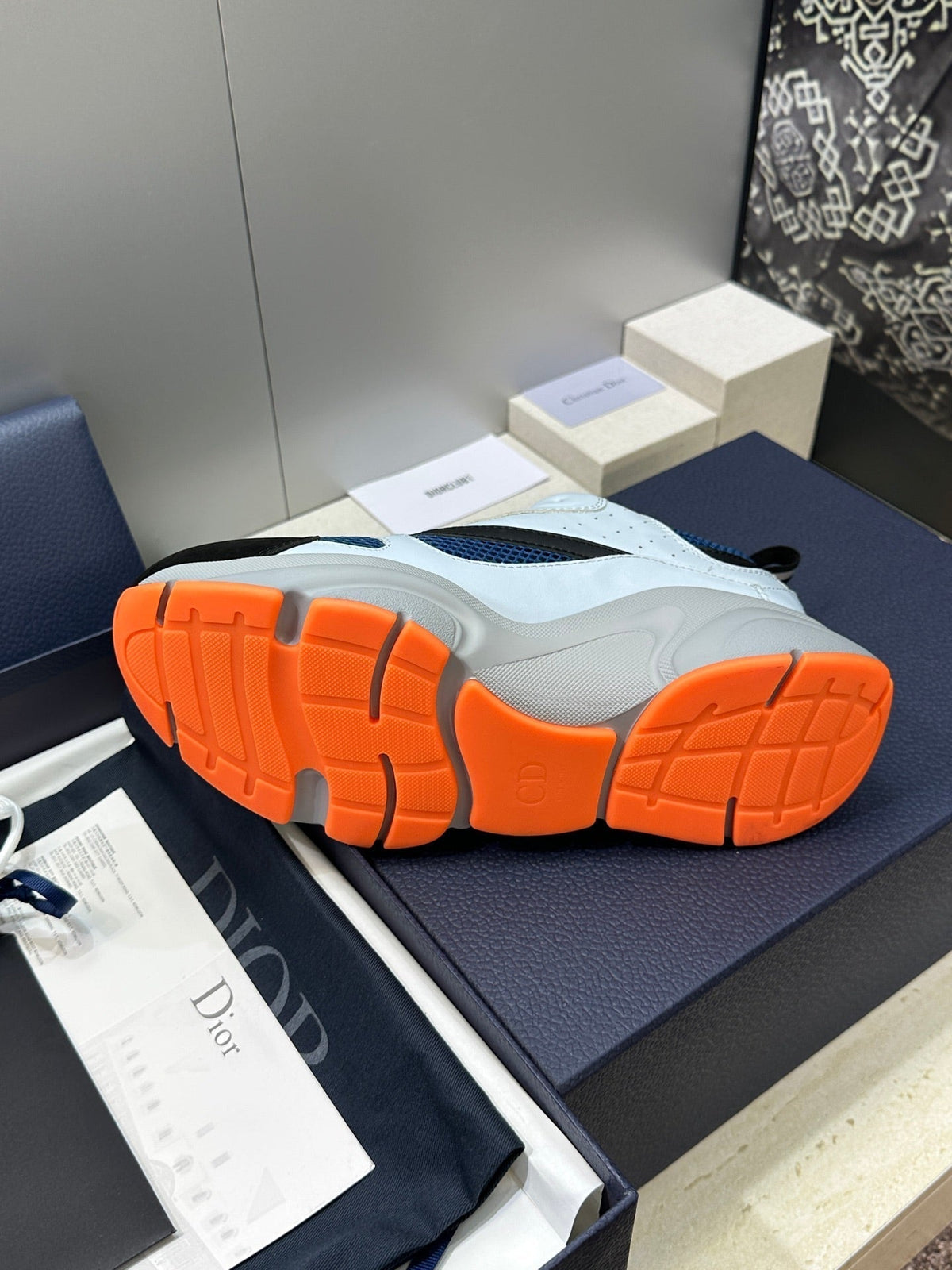 CD 26s Men B22 Sneakers Light Blue Mesh Orange Sole 814925