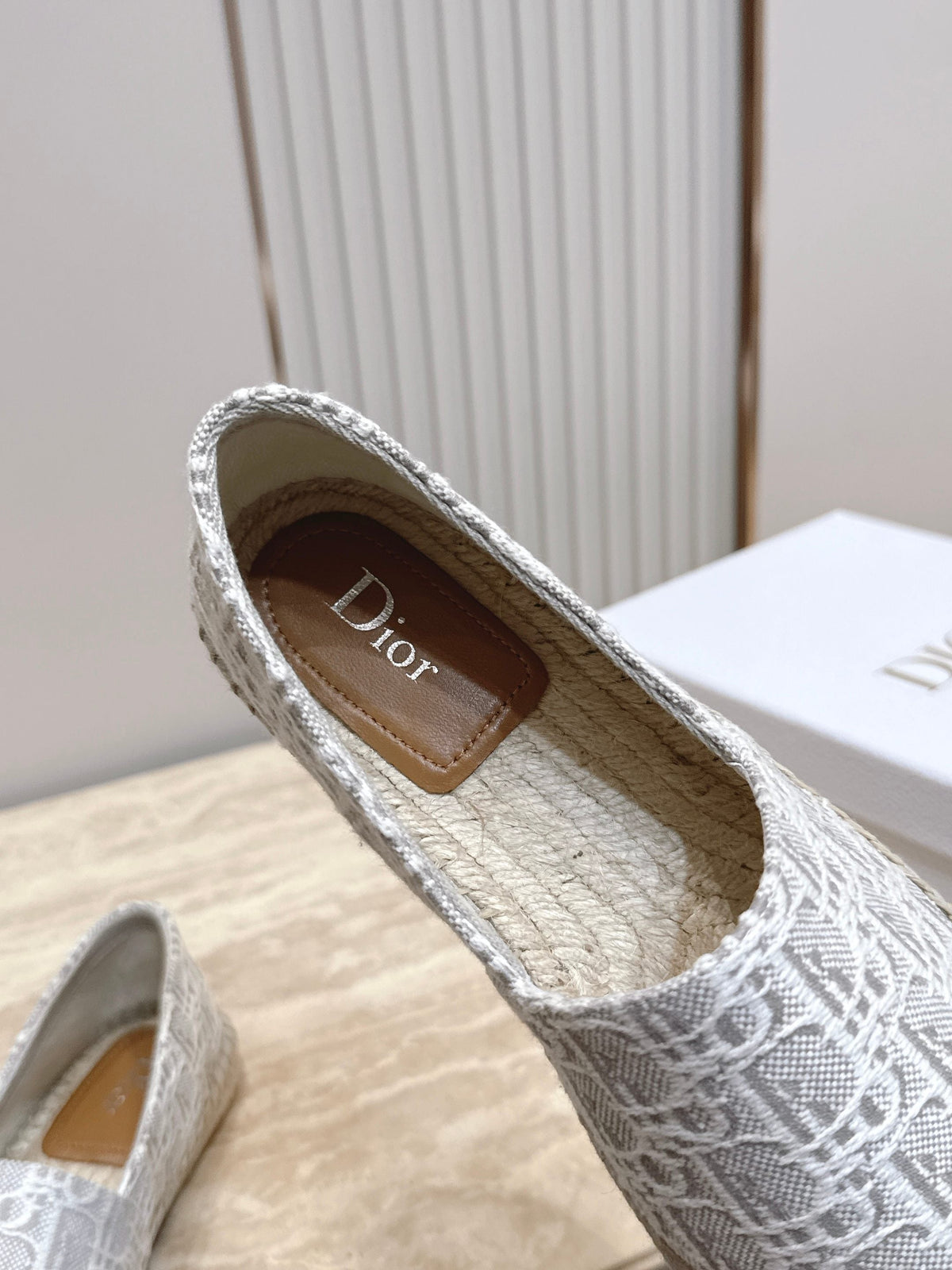 Dior 26s Siroco Espadrille Grey White Dior Oblique Canvas