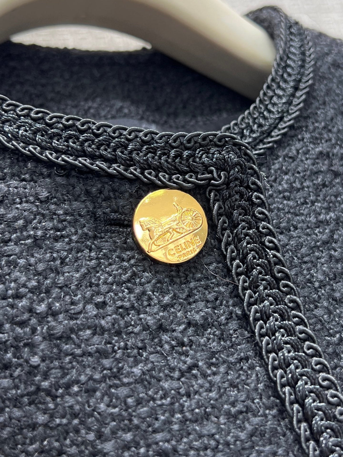CE Chasseur Jacket Collarless in Black Tweed