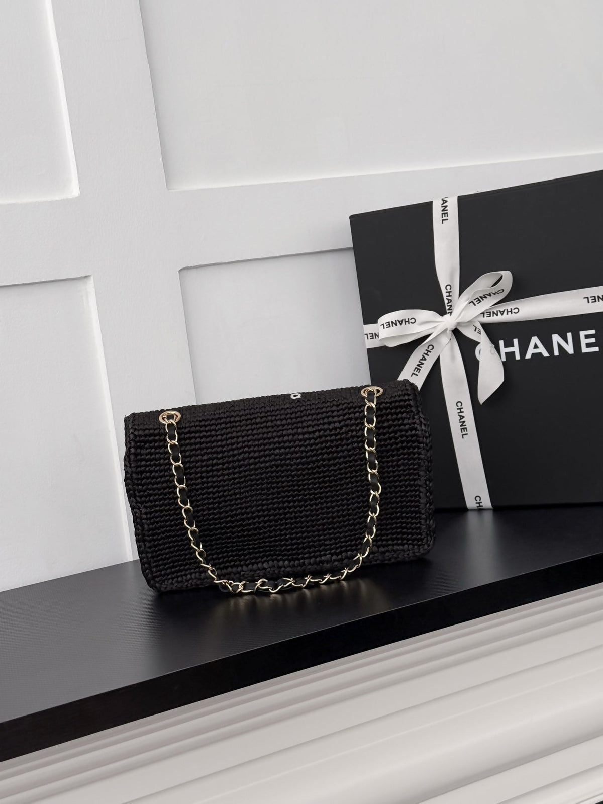Chanel 2026 Small Cruise Flap Bag 26cm Black Braided Raffia