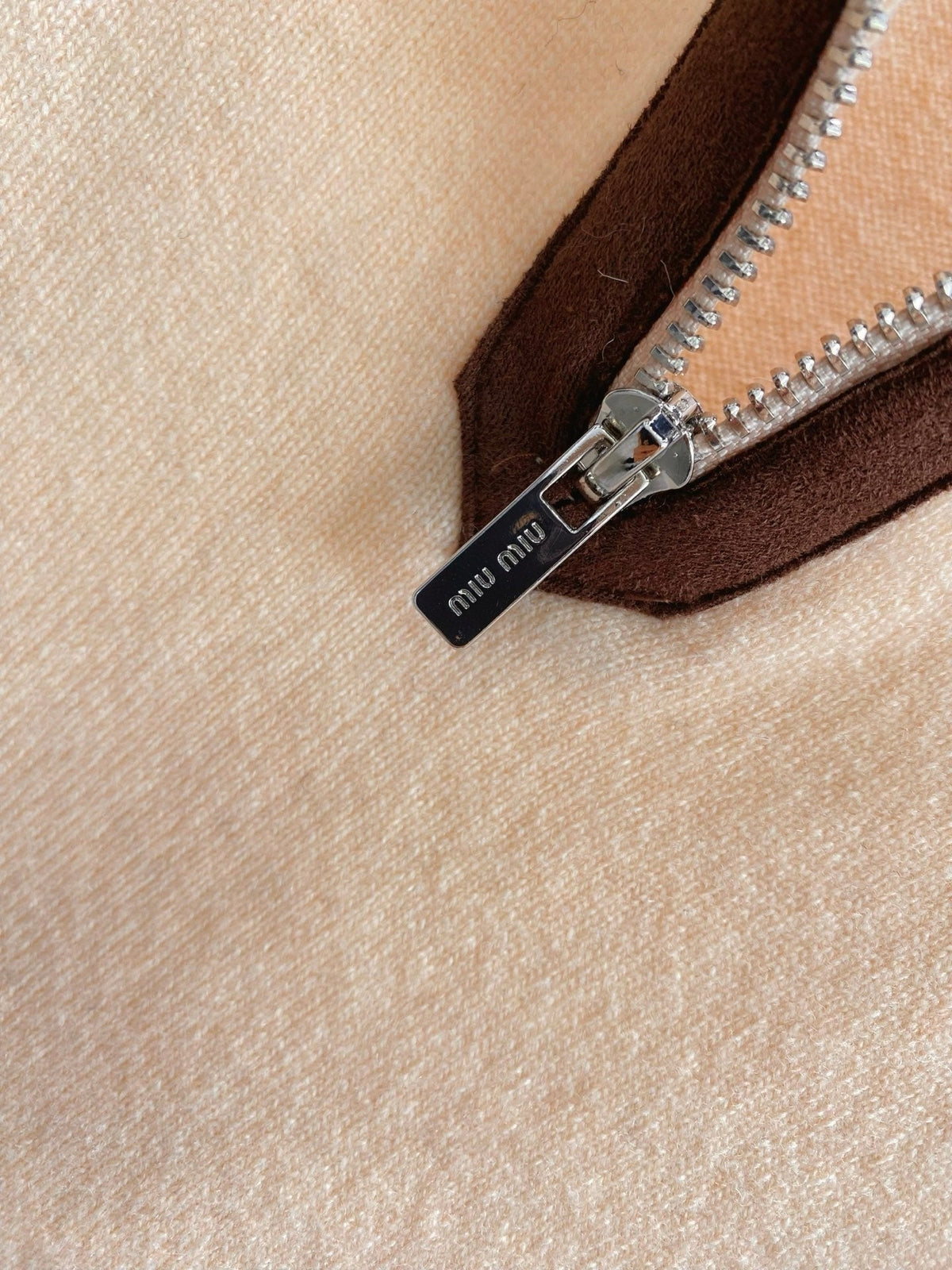 Miumiu 2026 Long-Sleeved Polo Sweater Beige Wool 433365