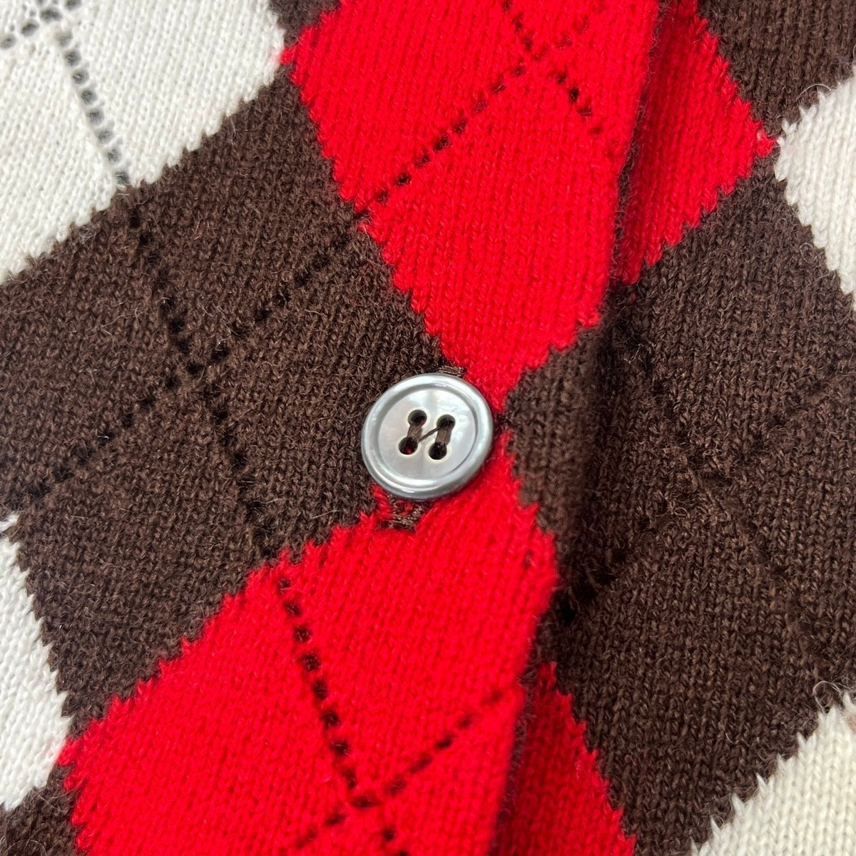 Miumiu 2026 Argyle Pattern Cardigan Dark Brown Cashmere 435392