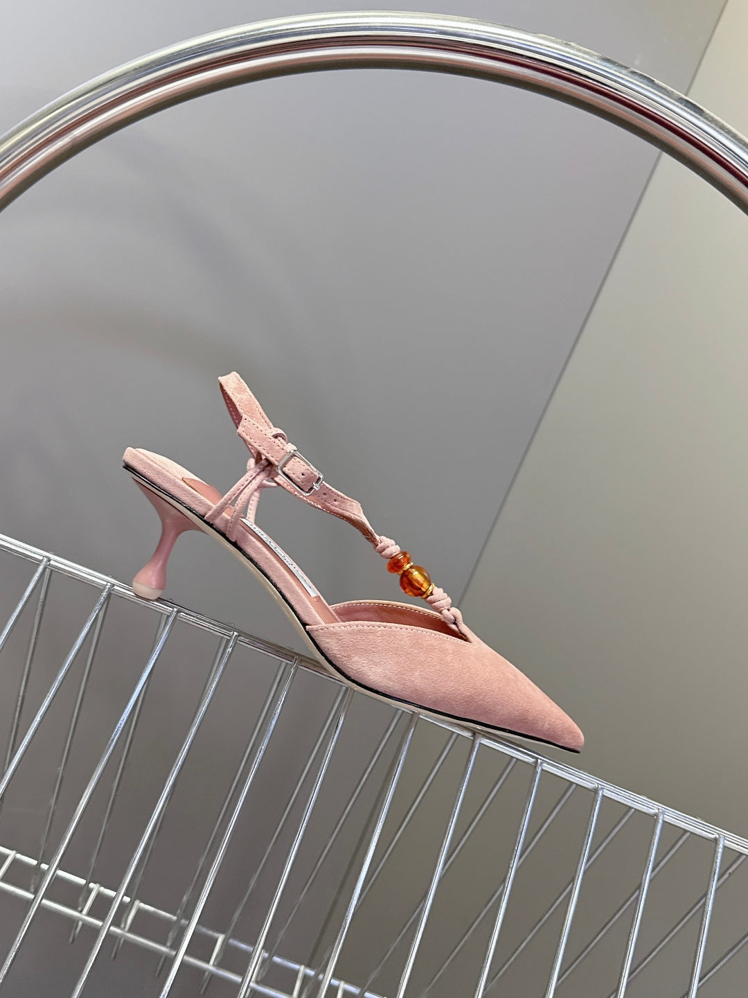 Jimmy Choo 26S High Heels 5.0cm Dusty Pink Suede 834195