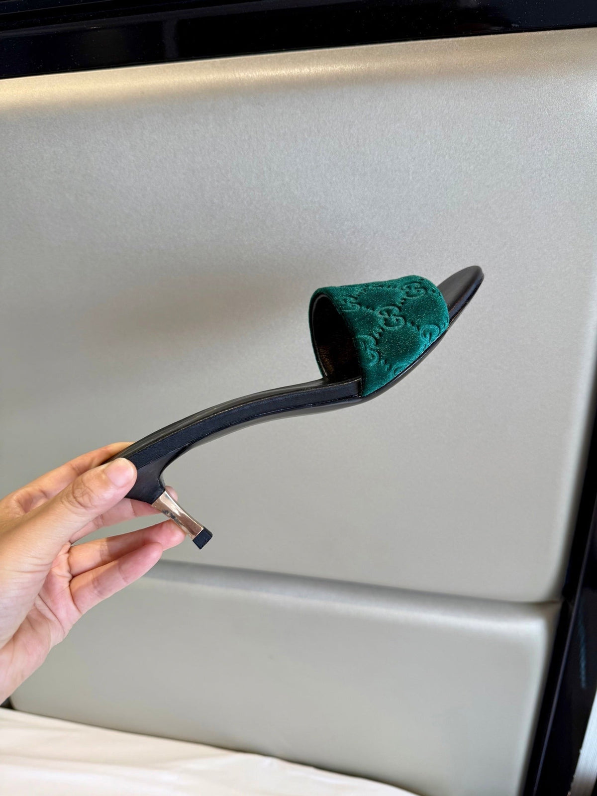 Gucci 26s Slide Sandals 5.5cm Dark Green Velvet