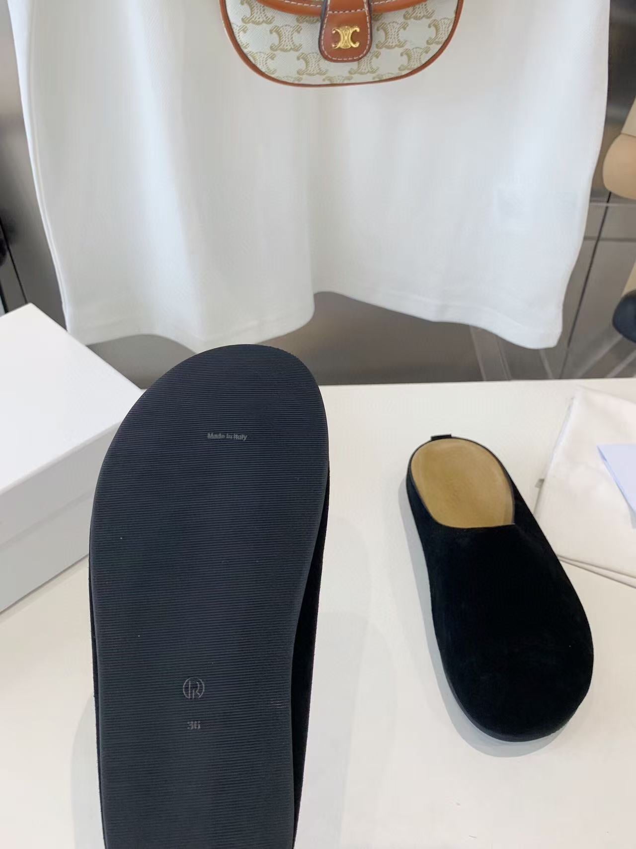 The Row Hugo Mules Black Suede