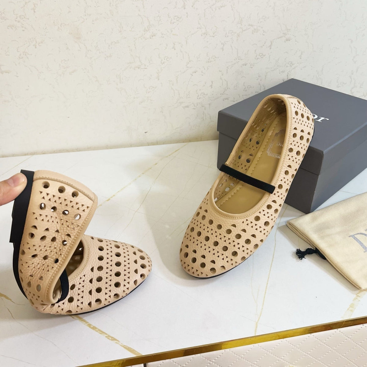 Dior 26s Mary Jane Flats Beige Calfskin