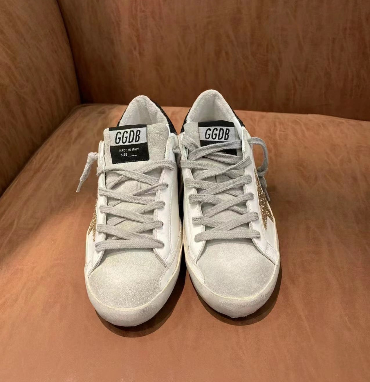 Golden Goose Super-Star Sneakers Black White Glitter Suede