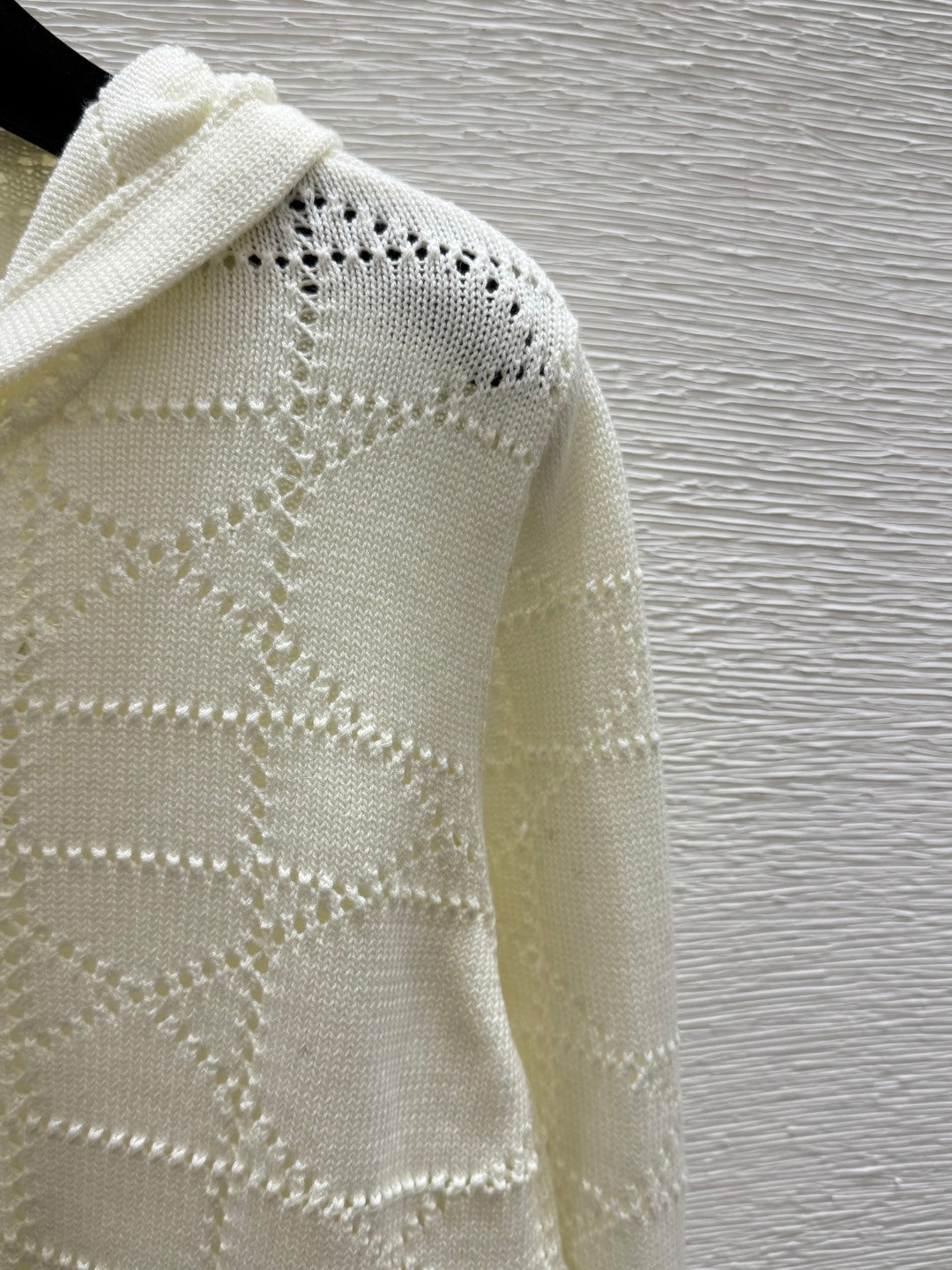 CD 26FW Cannage Textured-Knit Hooded Zip-Up Cardigan Wool 313338