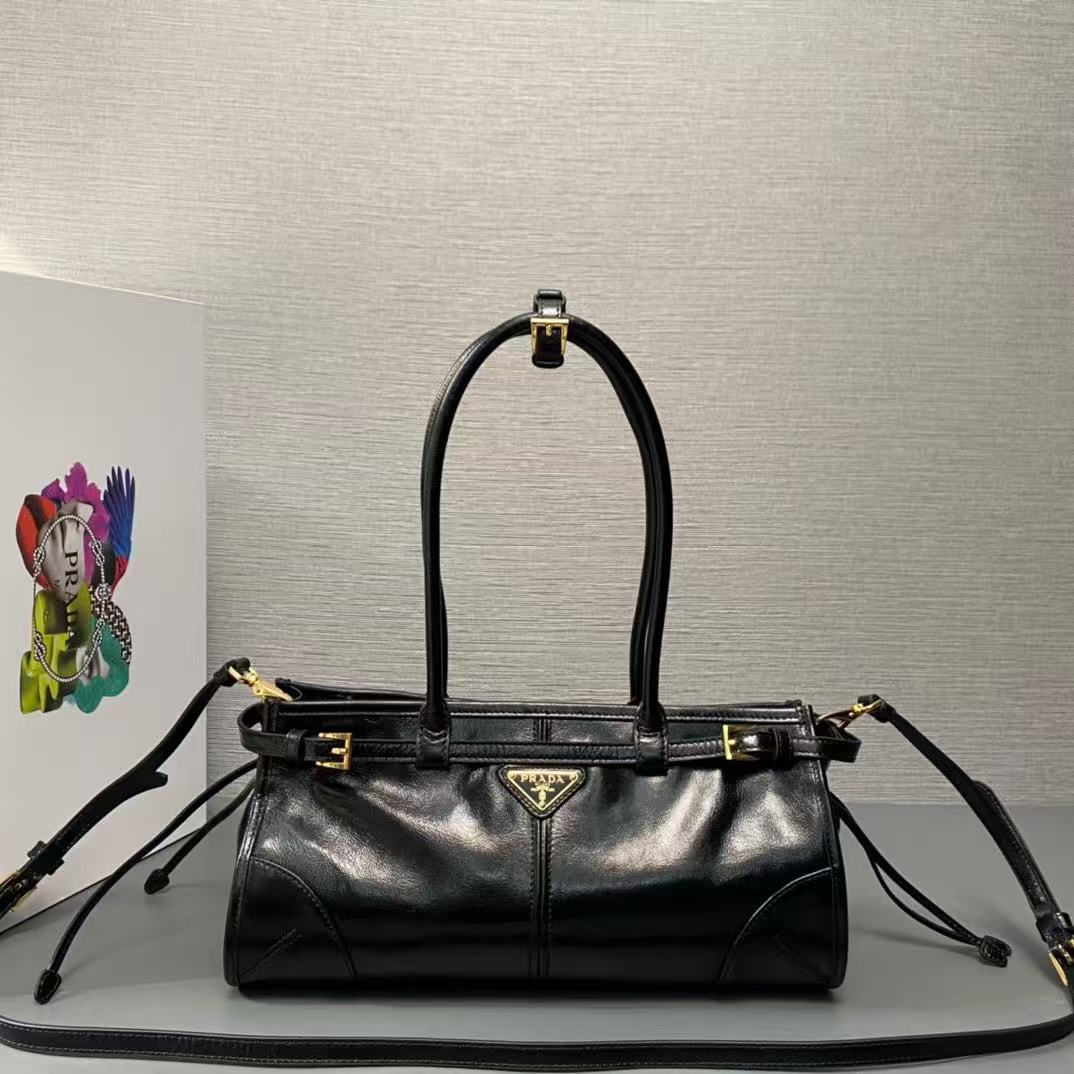 Prada 26s Bonnie 32cm Bag Black Calfskin