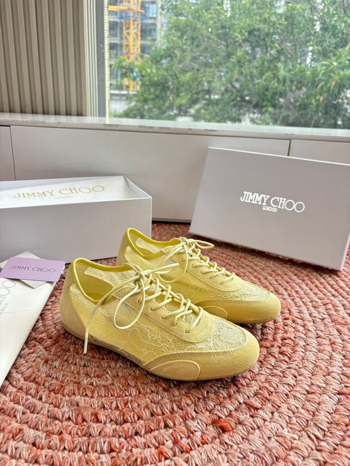 Jimmy Choo 26S Sneakers Yellow Mesh And Suede 753149