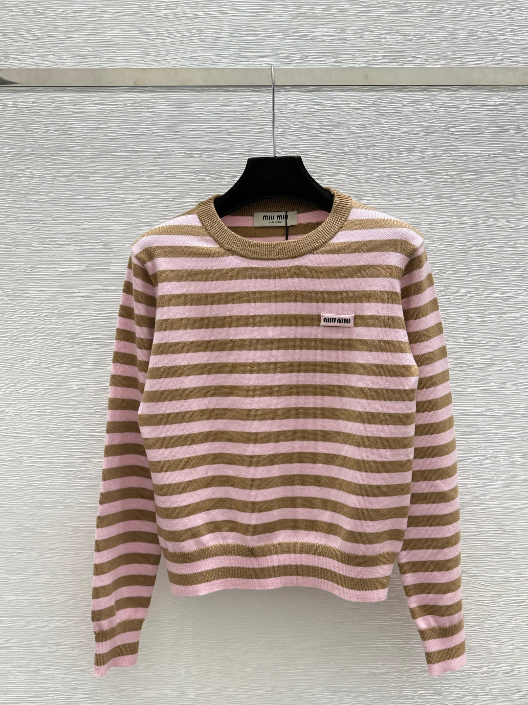 Miu 26FW Striped Knit Sweater Crew Neck Wool 313343