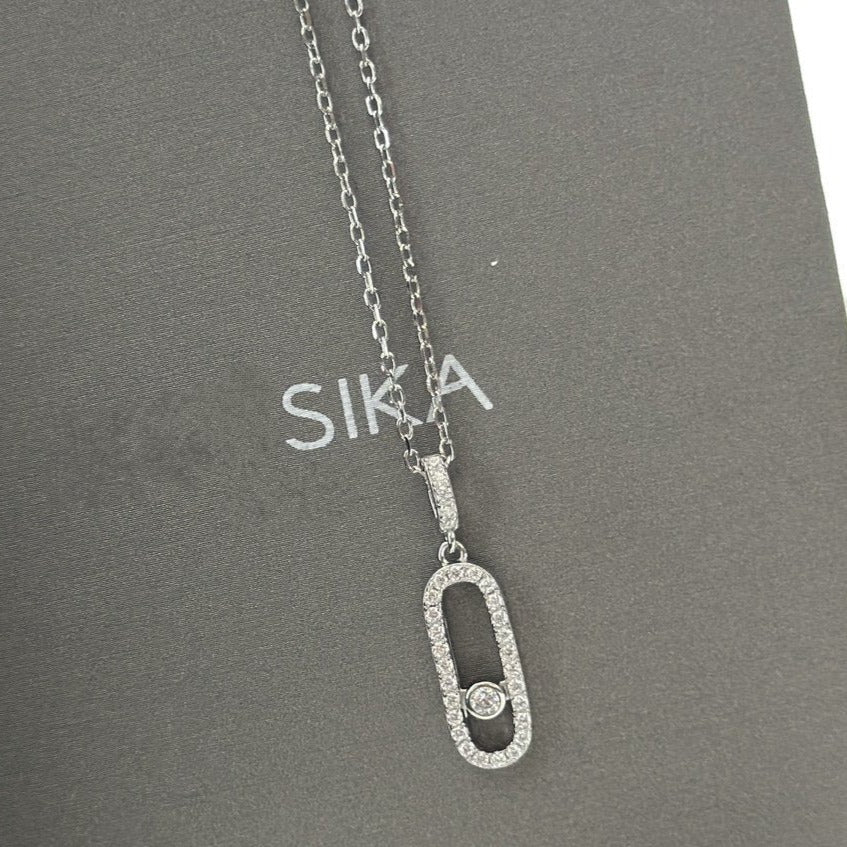 Messika Move Uno LM Silver Diamond Paved Necklace