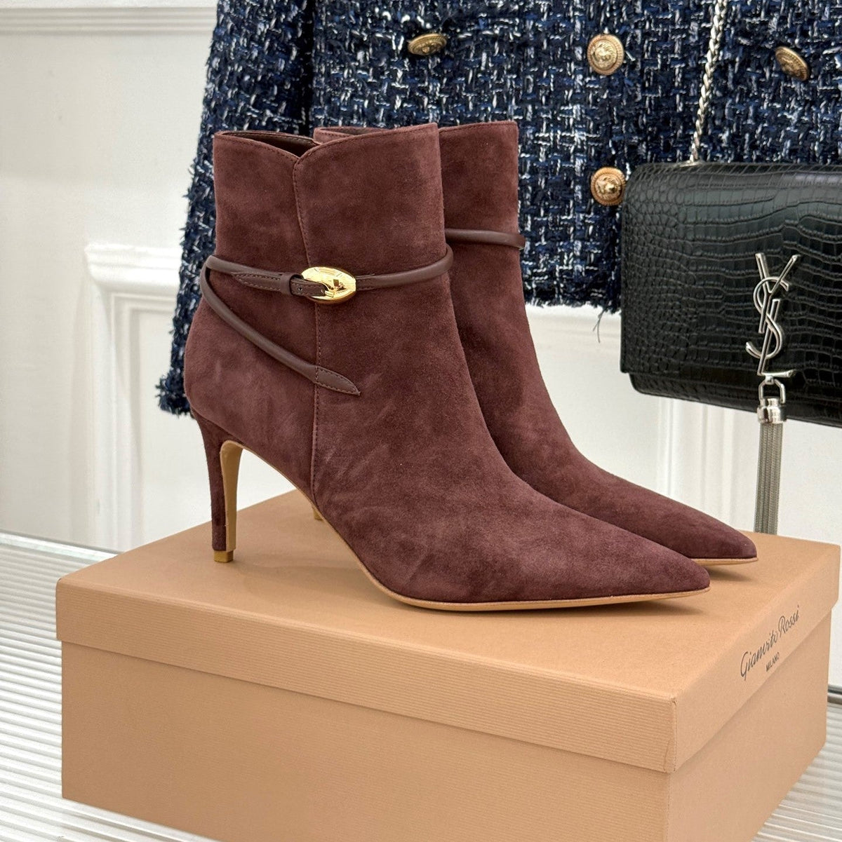 GR 26s Jungle Mamba Booties 8cm Burgundy Suede 175080