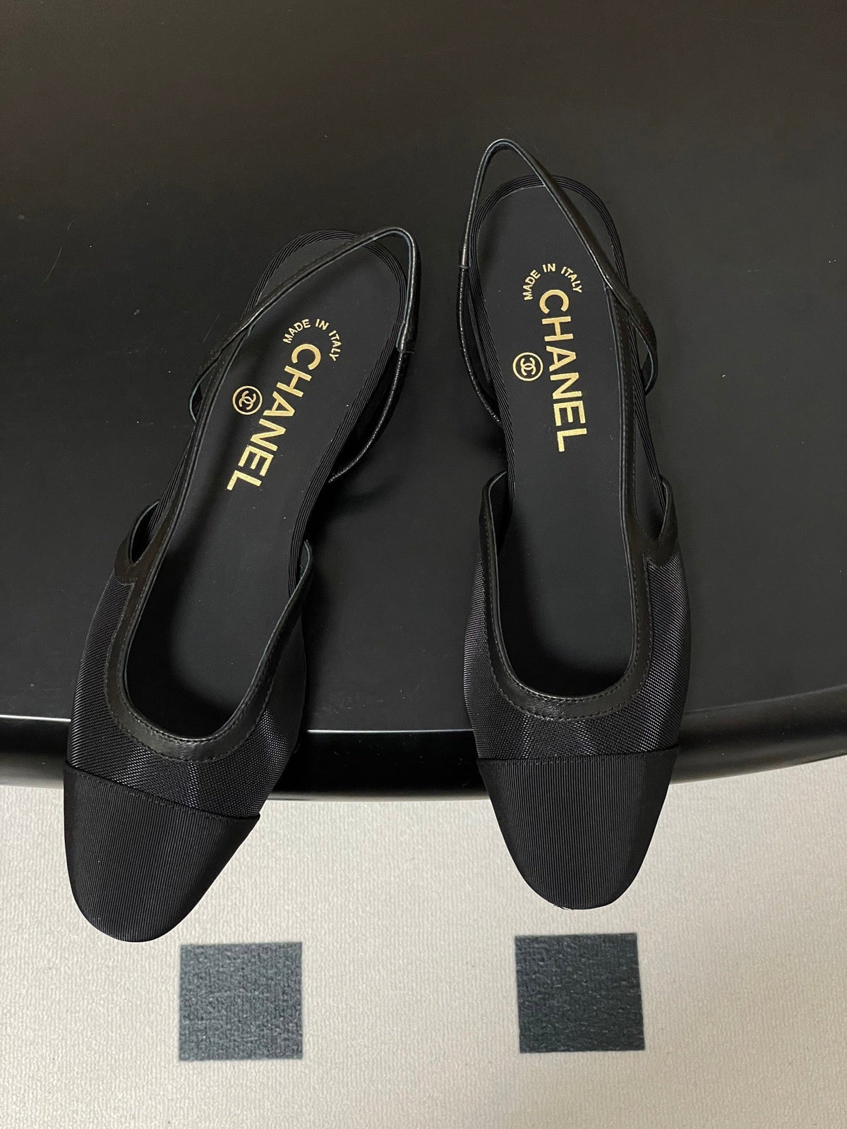 Chanel 26s Slingback Pumps Black Technical Fabric CC Logo