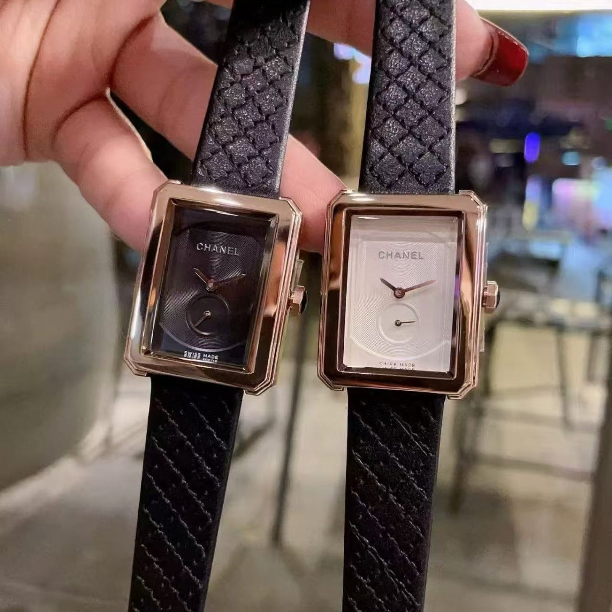 CC Boy·Friend Watch 32mm With Black Quilted Pattern Calfskin Strap