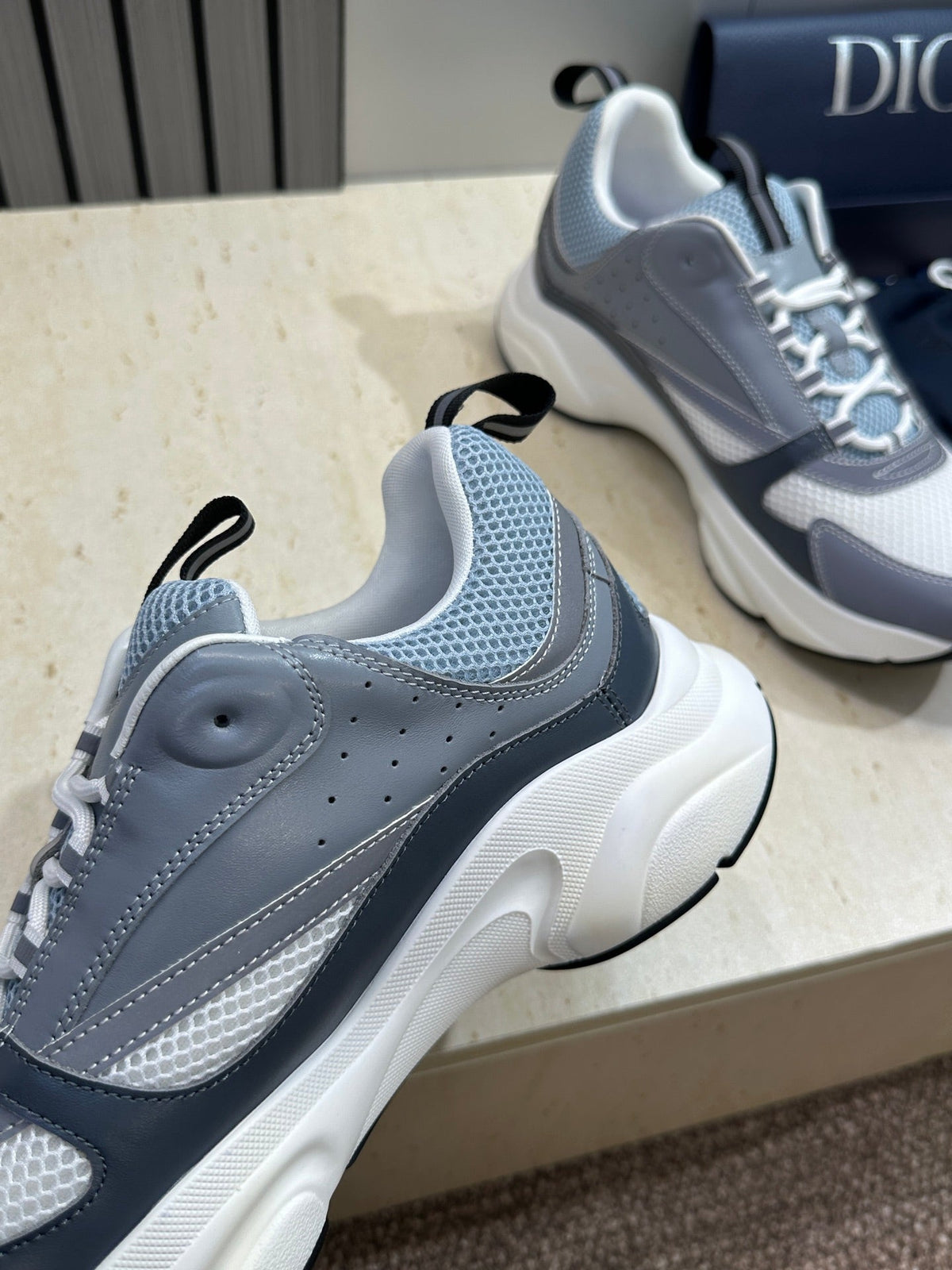 CD 26s Men B22 Sneakers Grey White Mesh Blue Trim 410295
