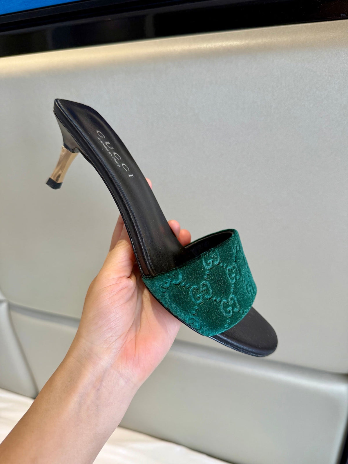 Gucci 26s Slide Sandals 5.5cm Dark Green Velvet