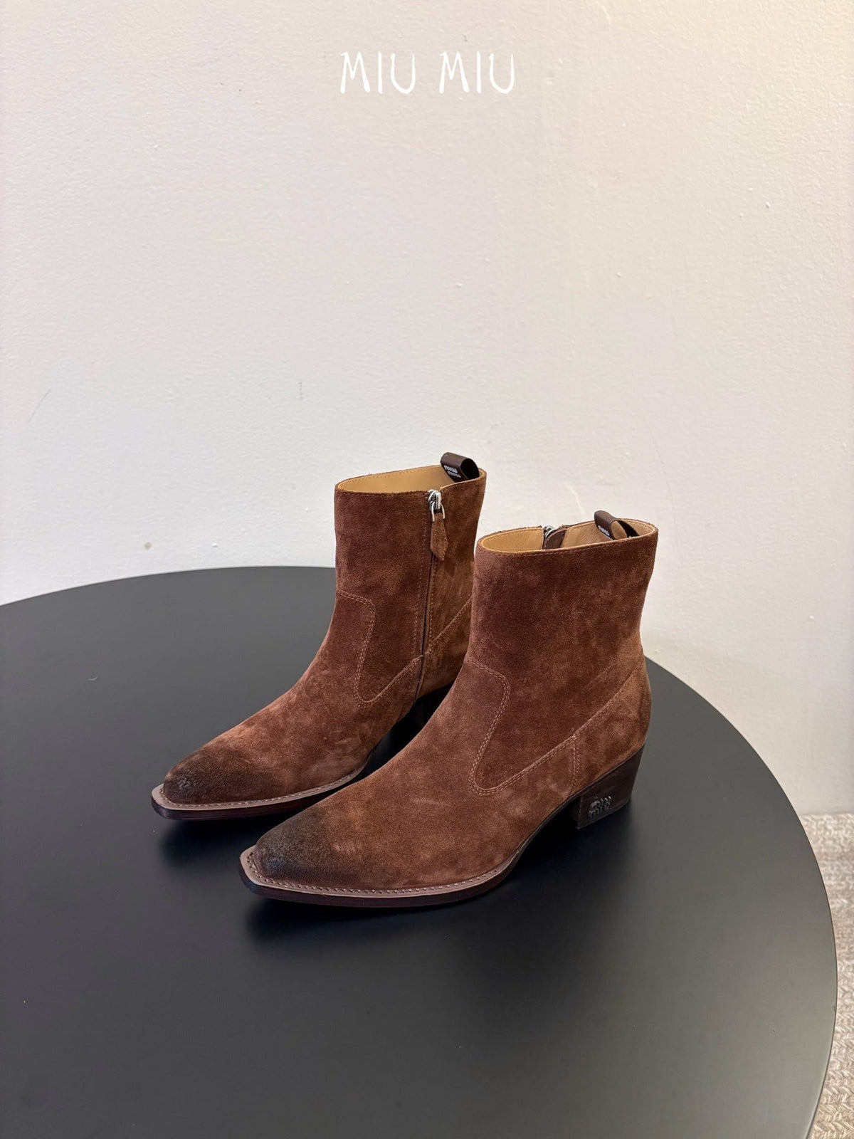 Miumiu 26s Western Ankle Boots Brown Suede