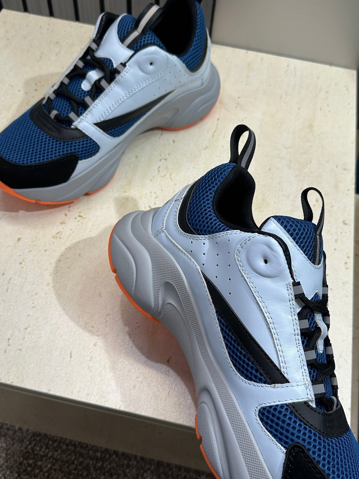 CD 26s Men B22 Sneakers Light Blue Mesh Orange Sole 814925