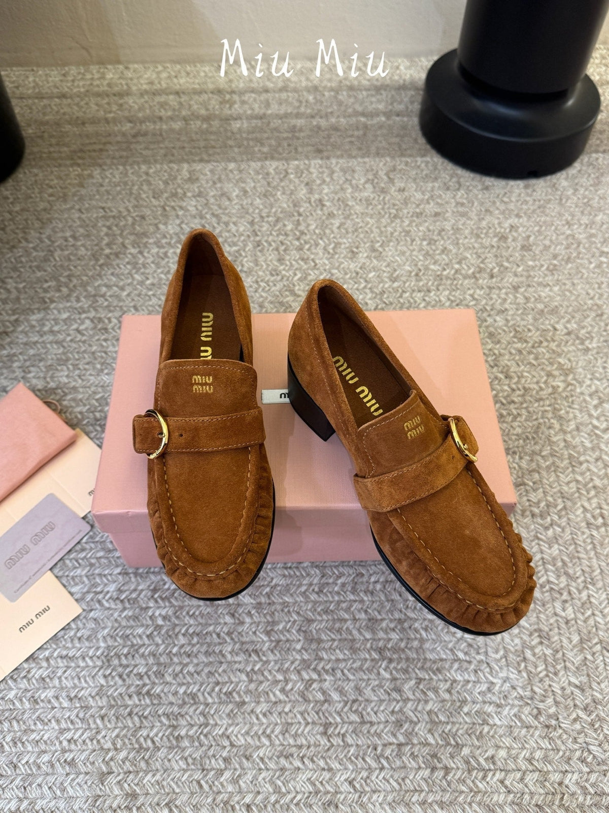 Miumiu 26s Heel Loafers 5cm Brown Suede