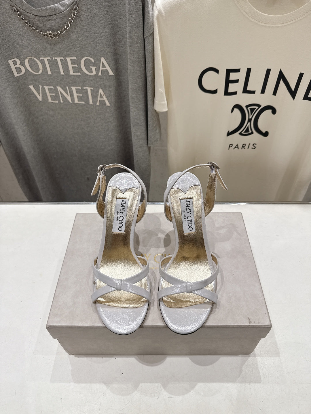 Jimmy Choo 26S High-Heeled Sandals 10.0cm White Lambskin 834192