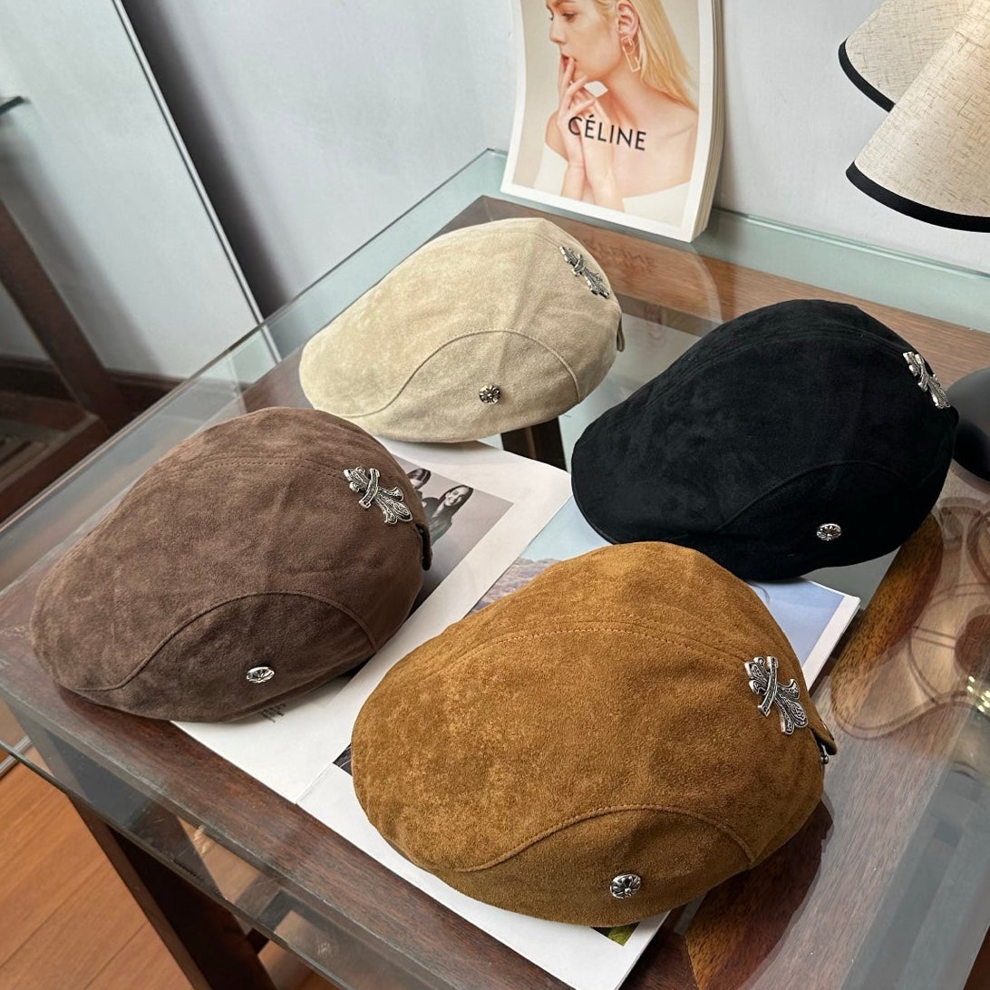 Chrome Hearts Suede Newsboy Hat 514962