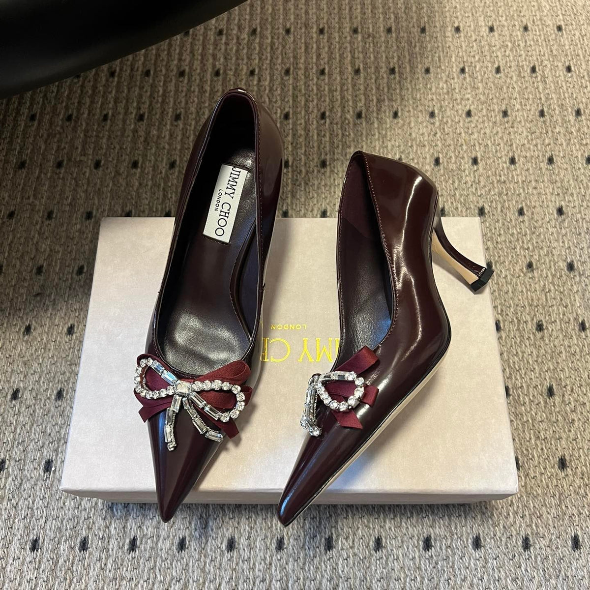 Jimmy Choo 26S High Heels 7.0cm Dark Red Patent Calfskin 629415