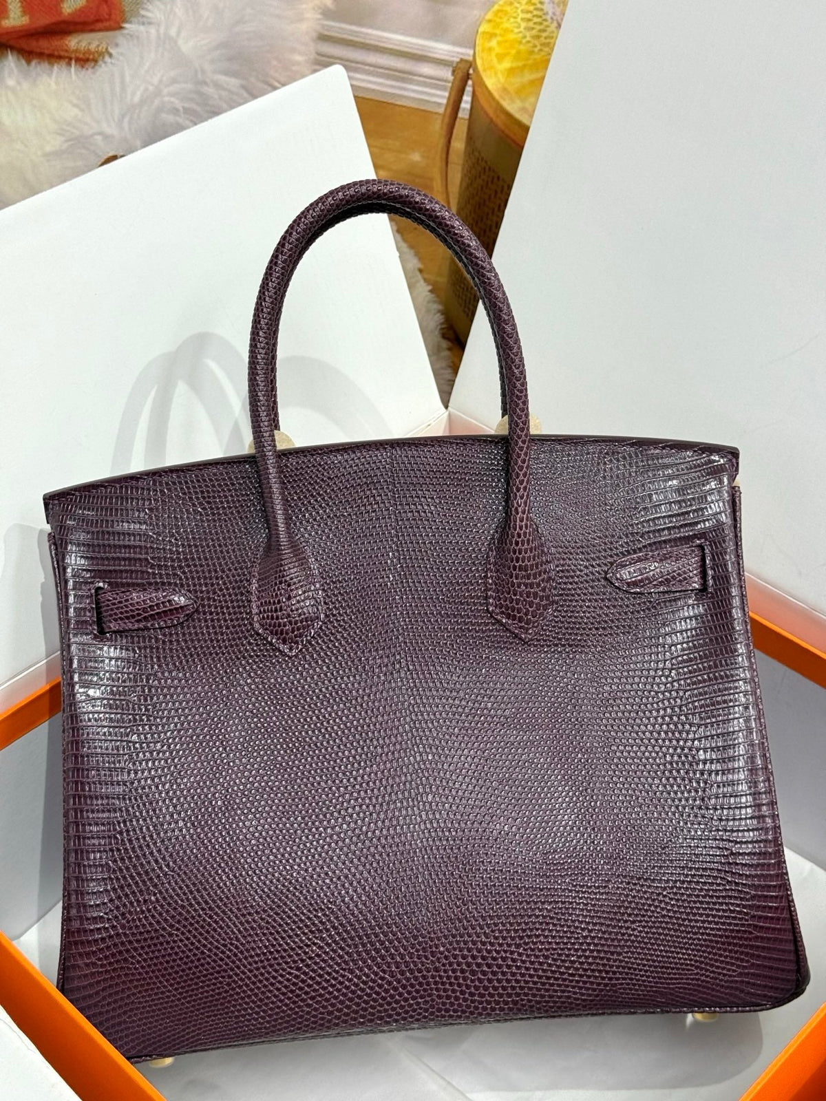 High-end Hermes 2026 Birkin Bag 30cm Deep Plum Lizard Skin