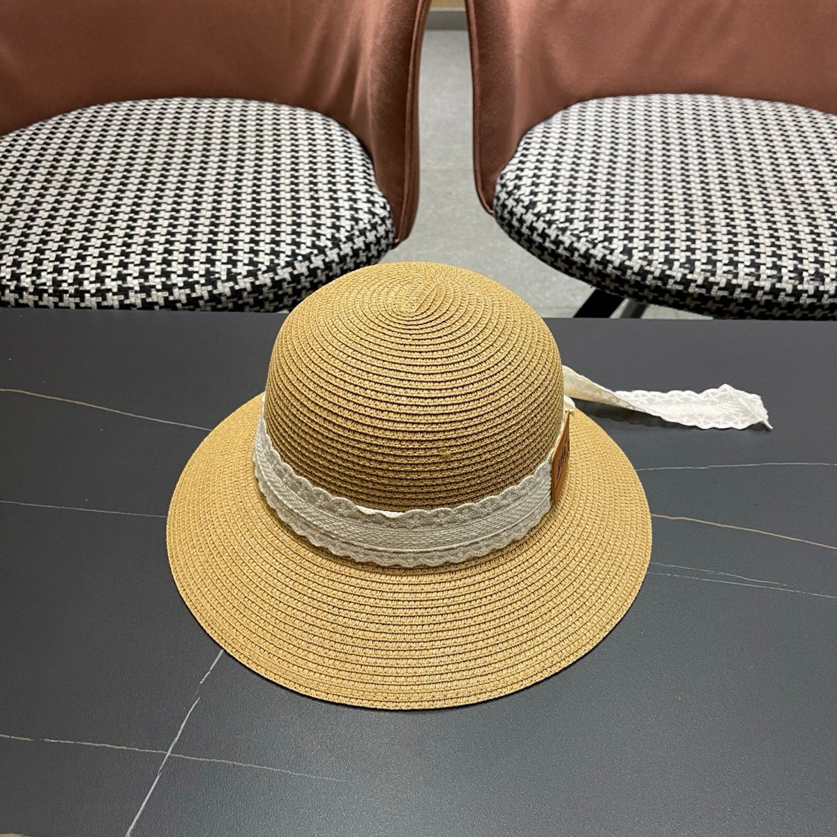 Dior Bow Straw Bucket Hat 491795