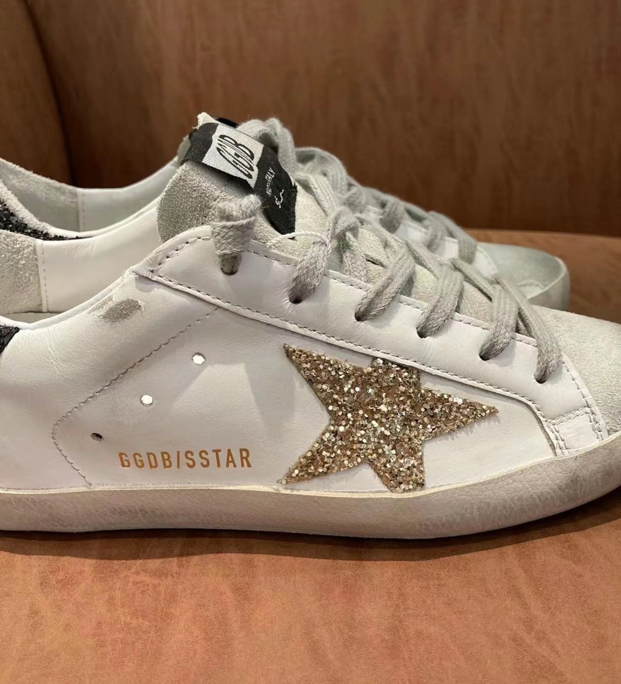 Golden Goose Super-Star Sneakers Black White Glitter Suede