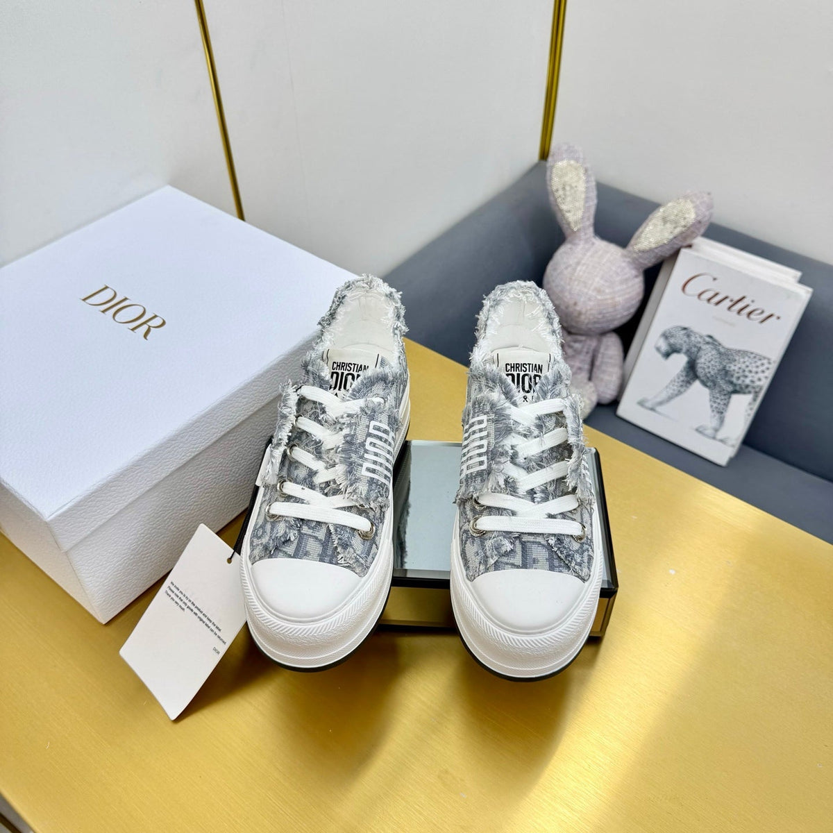 CD 26s Platform Sneaker 50mm Grey White Oblique Canvas 294185