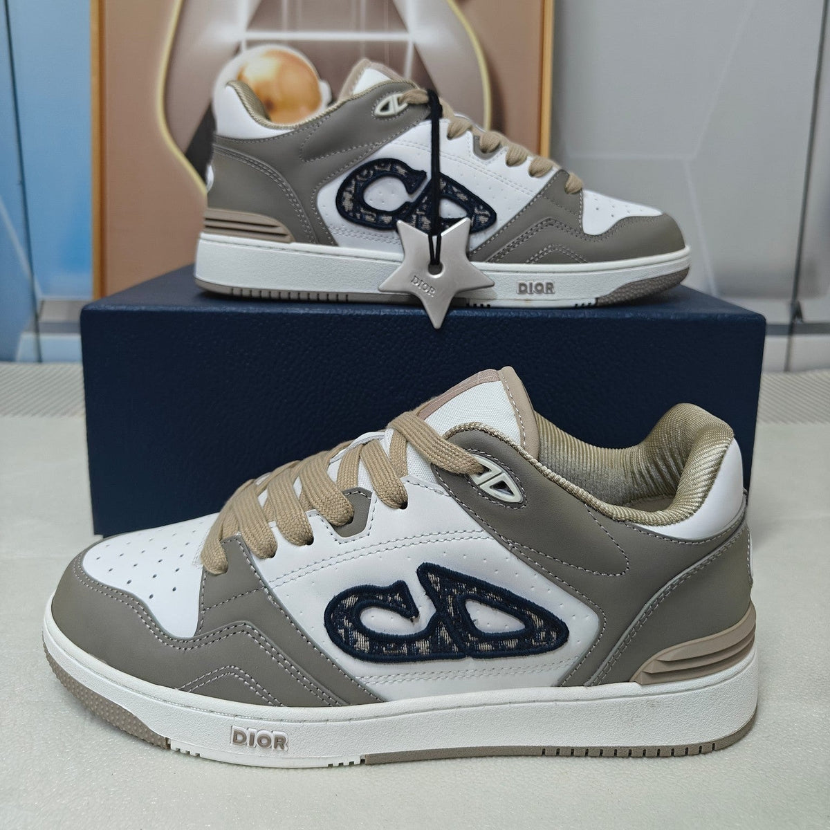 CD 26s Low Top Sneaker White Light Olive Brown Calfskin 528149