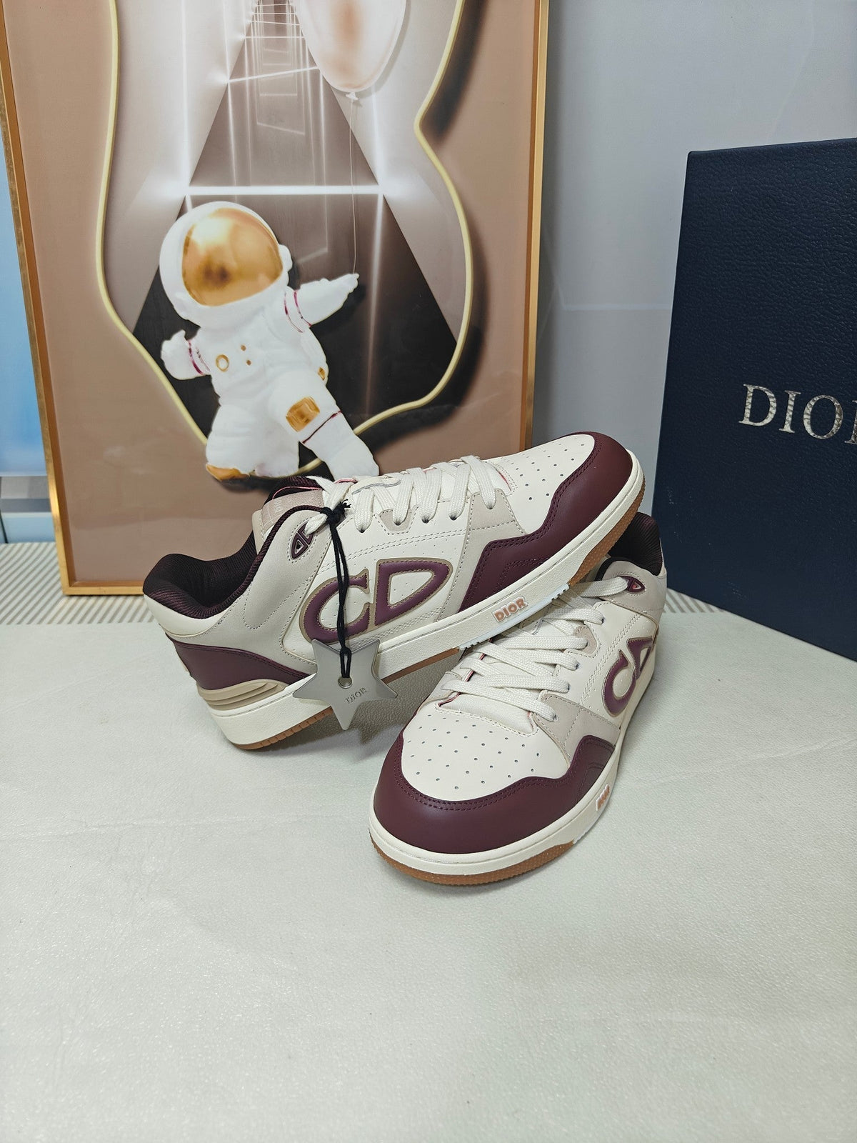 CD 26s Low Top Sneaker White Burgundy Red Calfskin 472915