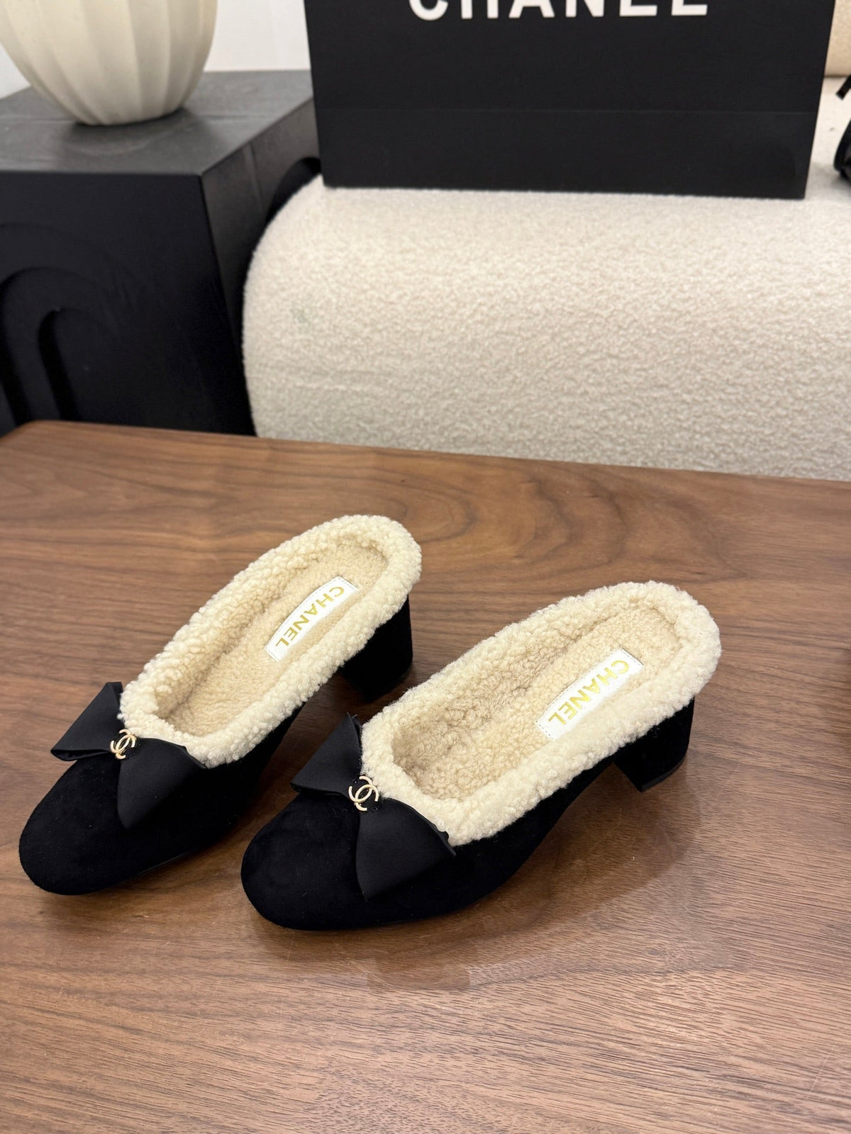 Chanel 2026 Bow Mule 65mm Suede Leather Wool 173180
