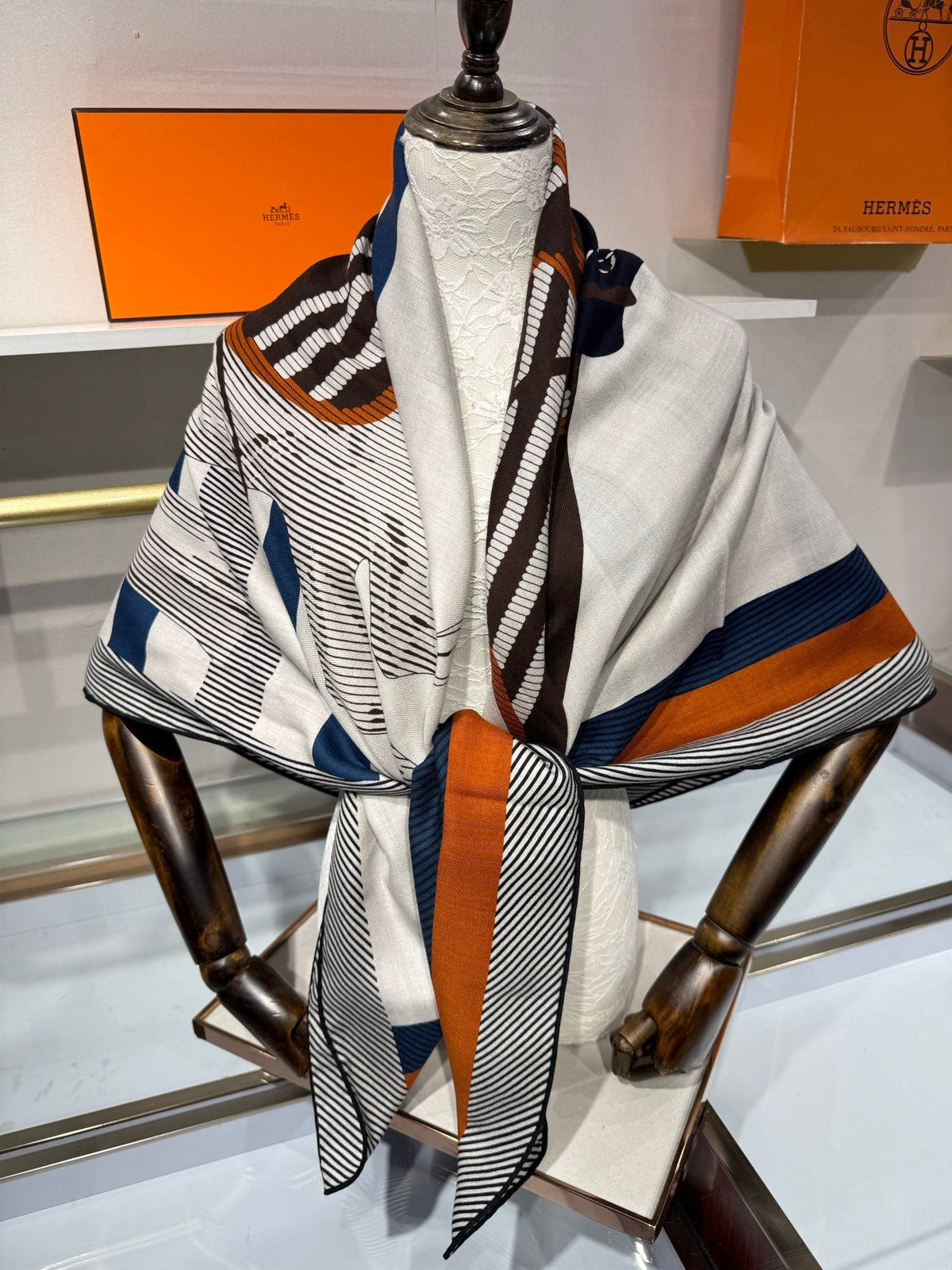 Hermes 2026 Cheval à la Couverture Spirale Square Scarf 140cm Cashmere Silk