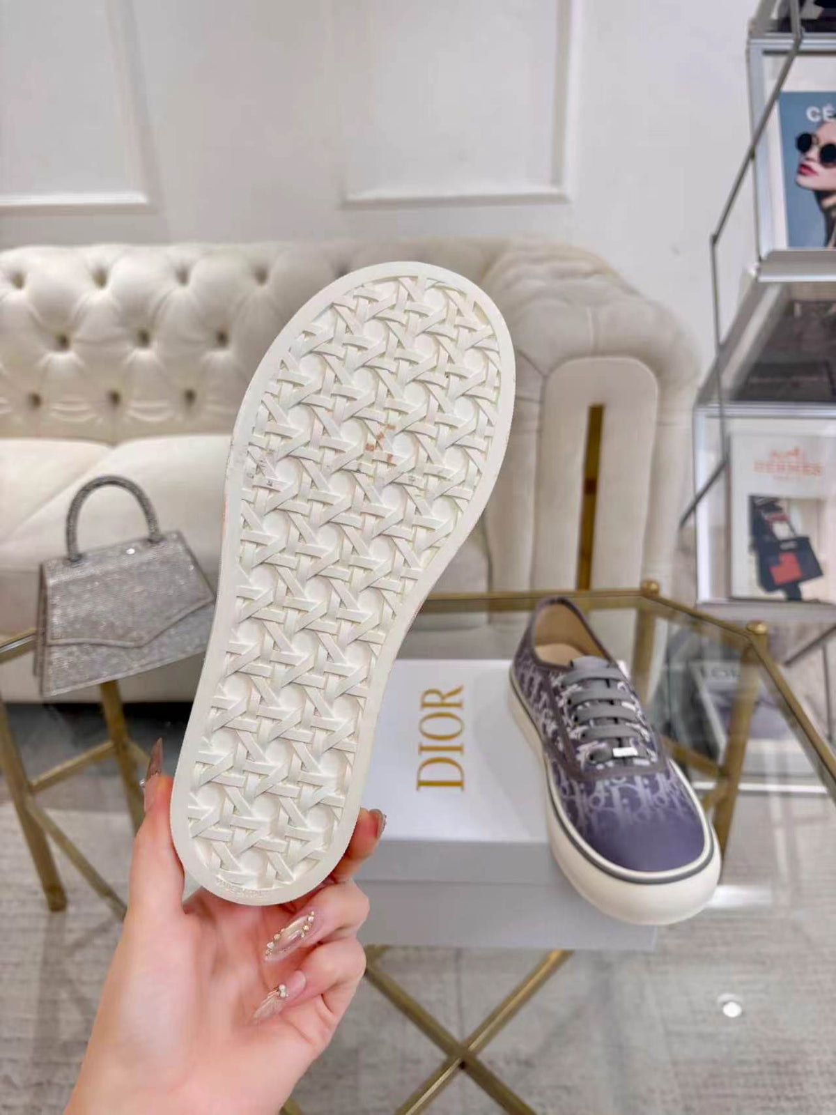 CD 26s Low Top Sneakers Light Purple Dior Oblique Canvas 619420