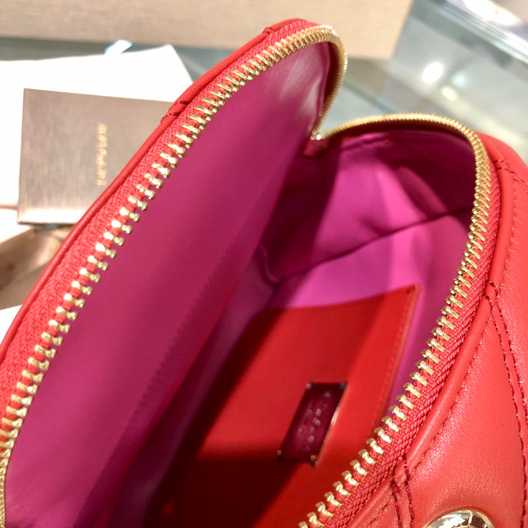 BVL Cabochon Backpack 22cm Red Cafskin GHW 188664