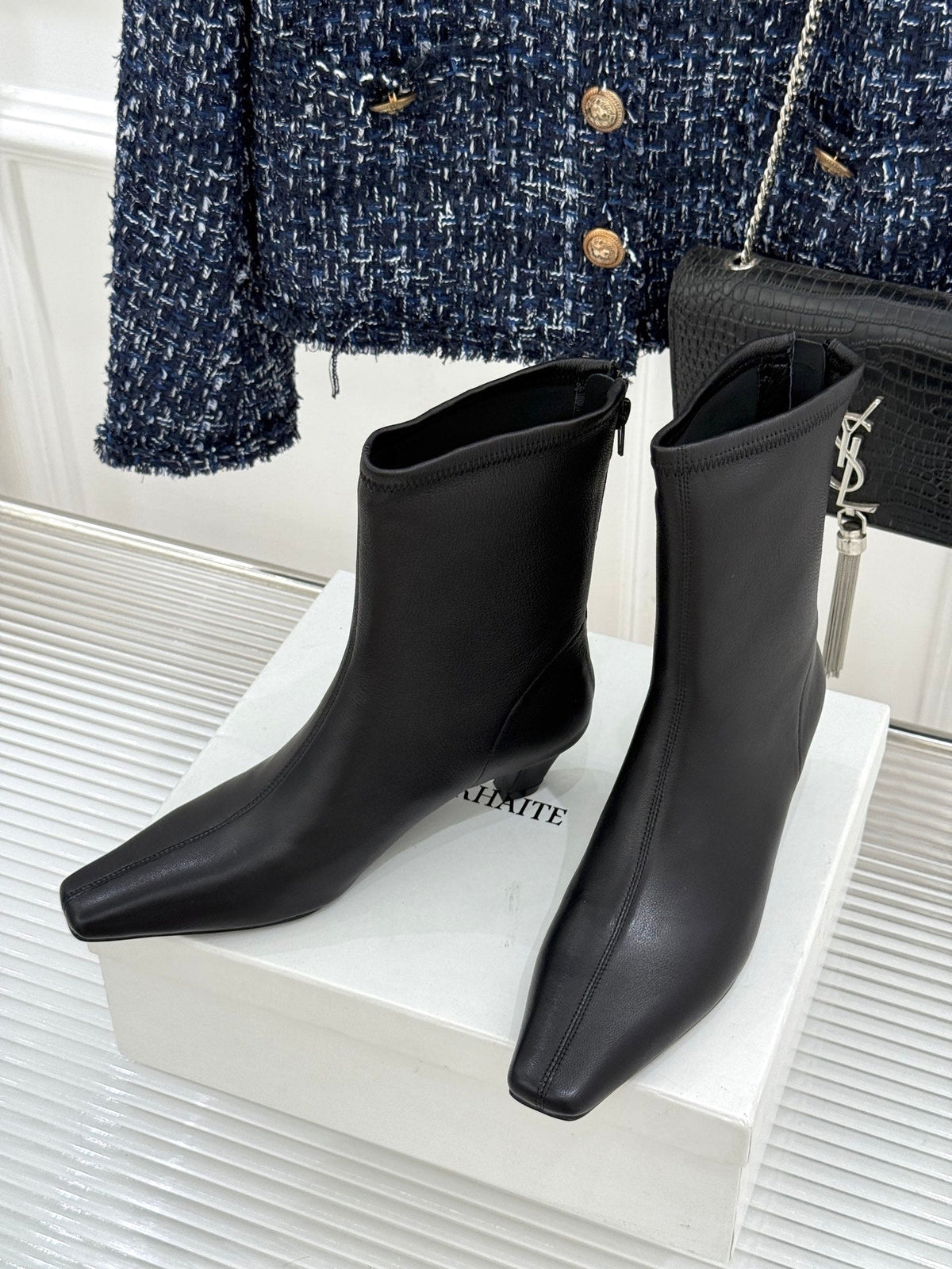 Khaite 26s Arizona Booties 4cm Black Leather 175076