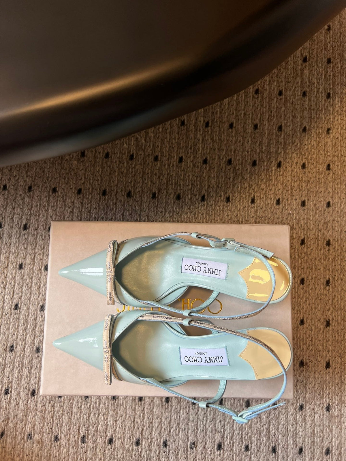 Jimmy Choo 26S Slingback Heels 6.5cm Pastel Blue Patent Calfskin 627194