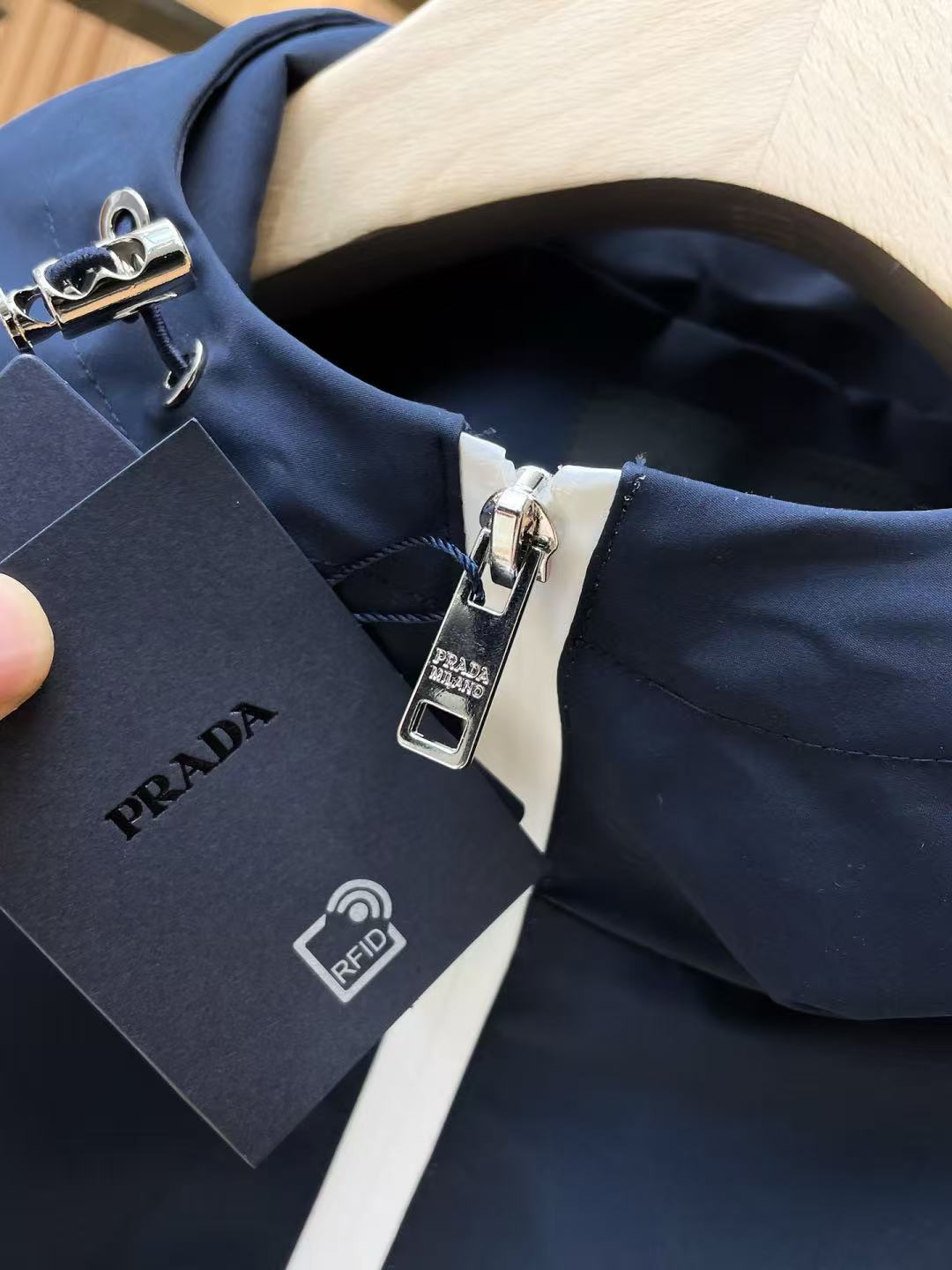 Pra Hooded Blouson Jacket Navy Blue Re-Nylon