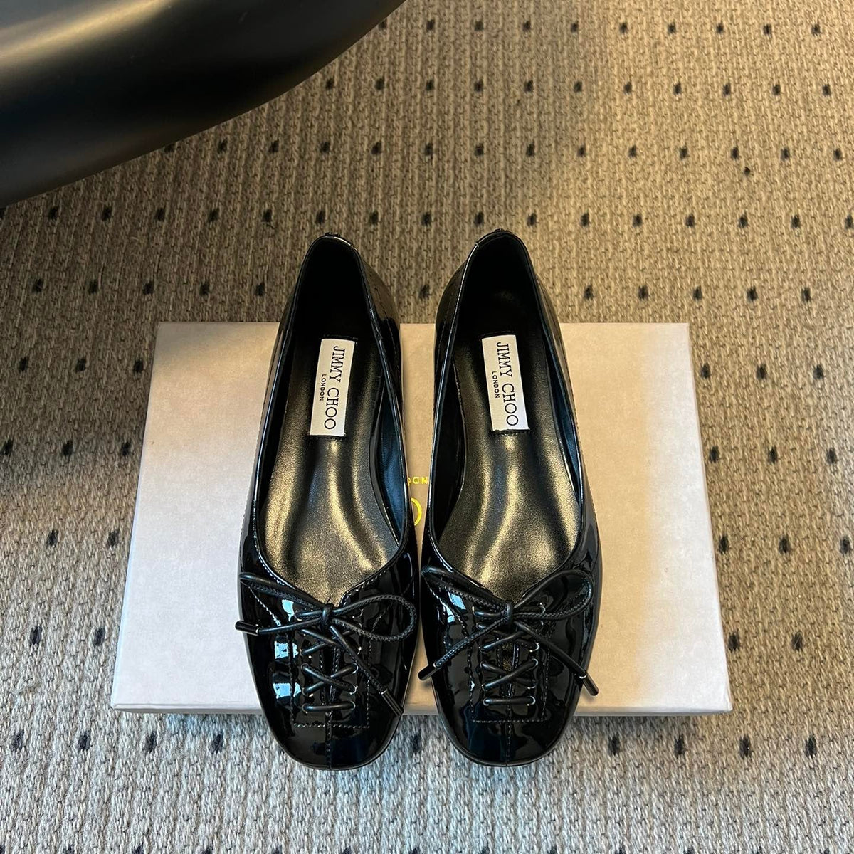 Jimmy Choo 26S Classic Ballet Flats Black Patent Calfskin 492815