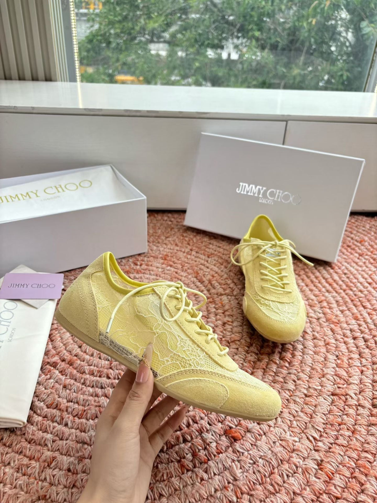Jimmy Choo 26S Sneakers Yellow Mesh And Suede 753149