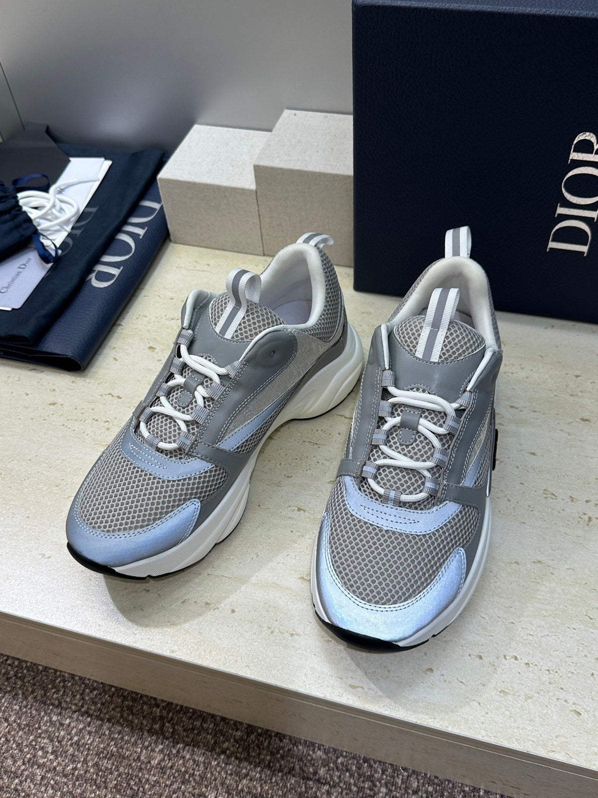 CD 26s Men B22 Sneakers Grey Oblique Jacquard Canvas 835214